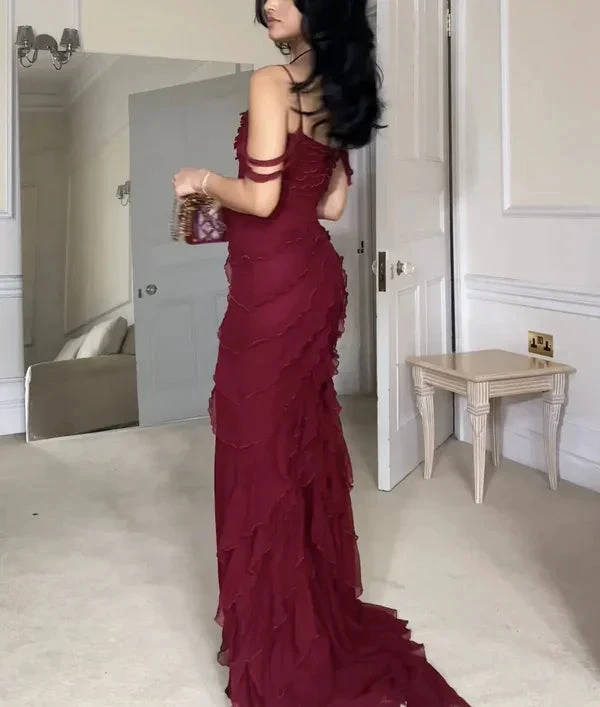 Sexy Slit Mermiad Prom Dress Long Chiffon Evening Dress Party Gown Y7547 by simplepromdress