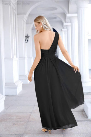 Ladies Chiffon One Shoulder Bridesmaid Evening Dress Wedding Party Evening Dress 28133