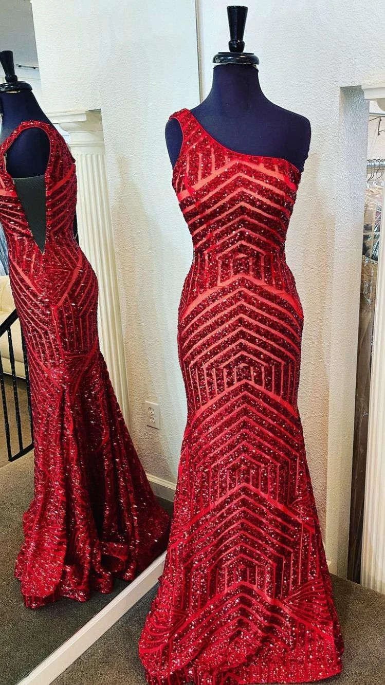 Yaretzi |Mermaid Unique One Shoulder Sequins Prom Dress by KissProm