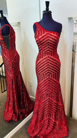 Yaretzi |Meerjungfrau Einzigartiges One-Shoulder-Ballkleid mit Pailletten