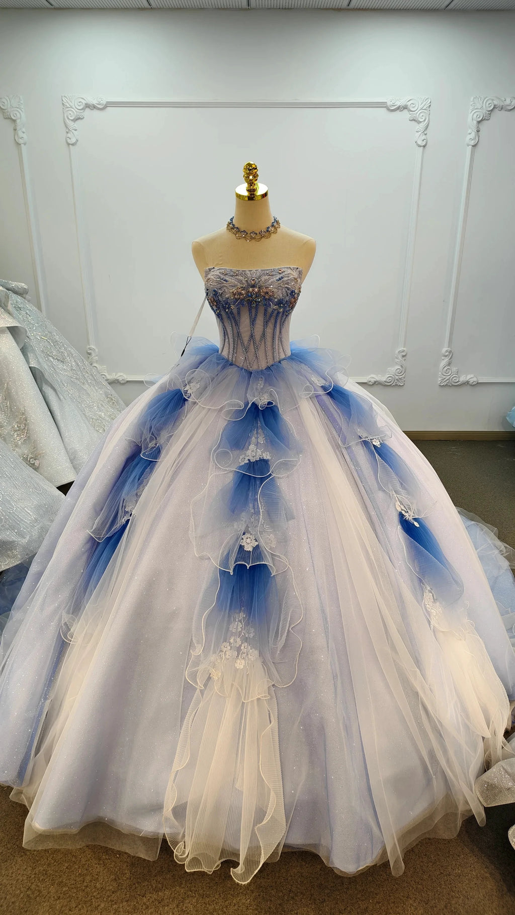 Azure Frost Lotus Ballgown Ye-2041 by ZAPDRESS