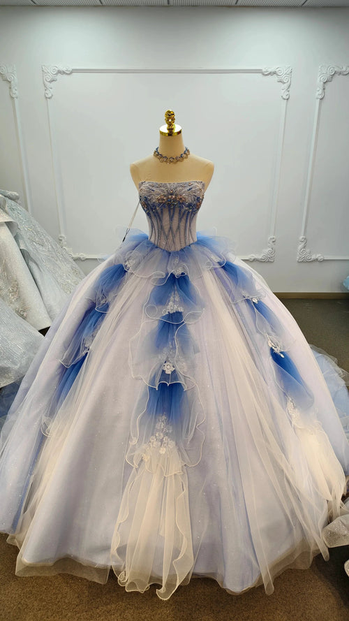 Azure Frost Lotus Ballgown Ye-2041 by ZAPDRESS