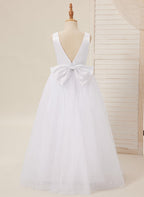 Elegant Princess Ball Gown Satin & Tulle Flower Girl Dress - photo 6