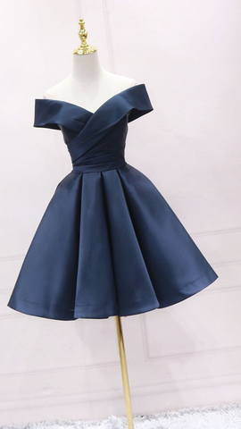 Simple Navy Blue Short Homecoming Dress Ruffle Mini Party Gowns Custom Made Women Party Gowns Short Graduation Dress Y2123