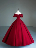 Dark Red Off The Shoulder Ball Gown,Sweet 15 Dress Y6962 by simplepromdress
