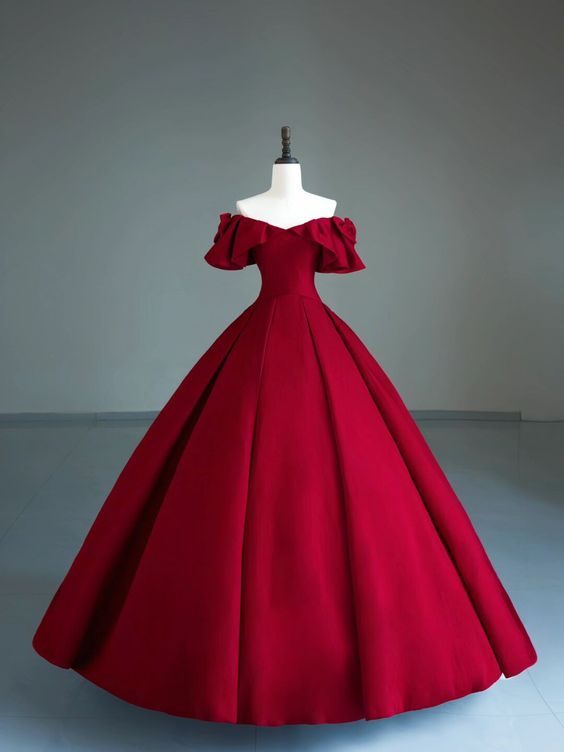 Dark Red Off The Shoulder Ball Gown,Sweet 15 Dress Y6962 Hover Image