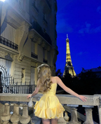 A-line Spaghetti Straps Yellow Homecoming Dress Yellow Graduation Dress For Teen Y2364 by simplepromdress