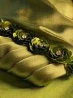Classy Olive Green Satin Off The Shoulder Slit Prom Dress Slit Mermaid Evening Dress Y8650 by simplepromdress