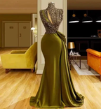 High neck vintage evening dresses long sparkly vintage elegant evening gowns Y390 by simplepromdress