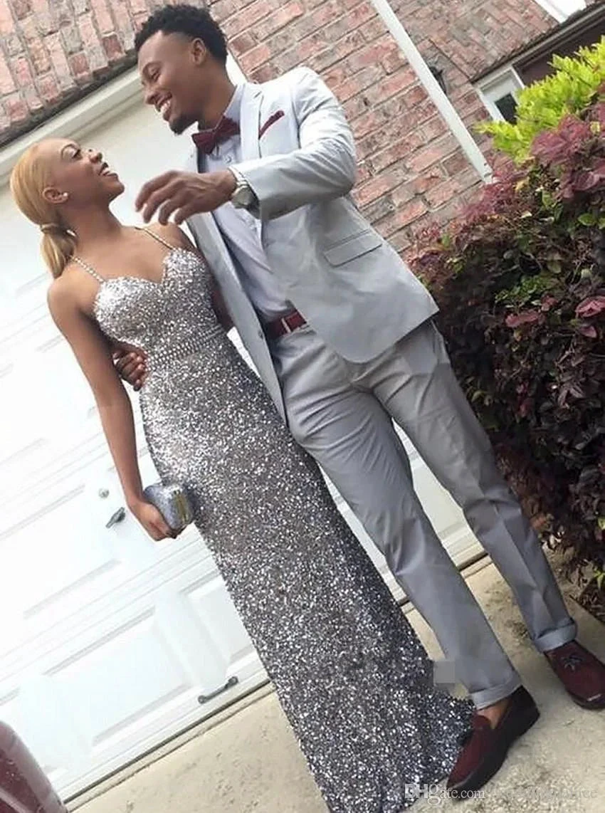 Fashion spaghetti strap silver prom dress with beading, elegant silver sequin evening dress,bodycon mermaid sequin party dress Y578 by simplepromdress