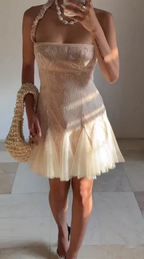 Cute Halter Lace Tulle Homecoming Short Prom Dress Y8502 by simplepromdress