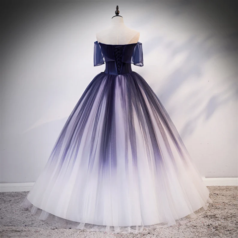 Vestido de tul con encaje floral y cuentas ombré, vestido de quinceañera, vestido de gala Y1935