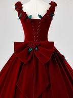 Beautiful Burgundy Velvet Quinceanera Dress Birthday Ball Gown With Rose Flowers Y7750 by simplepromdress