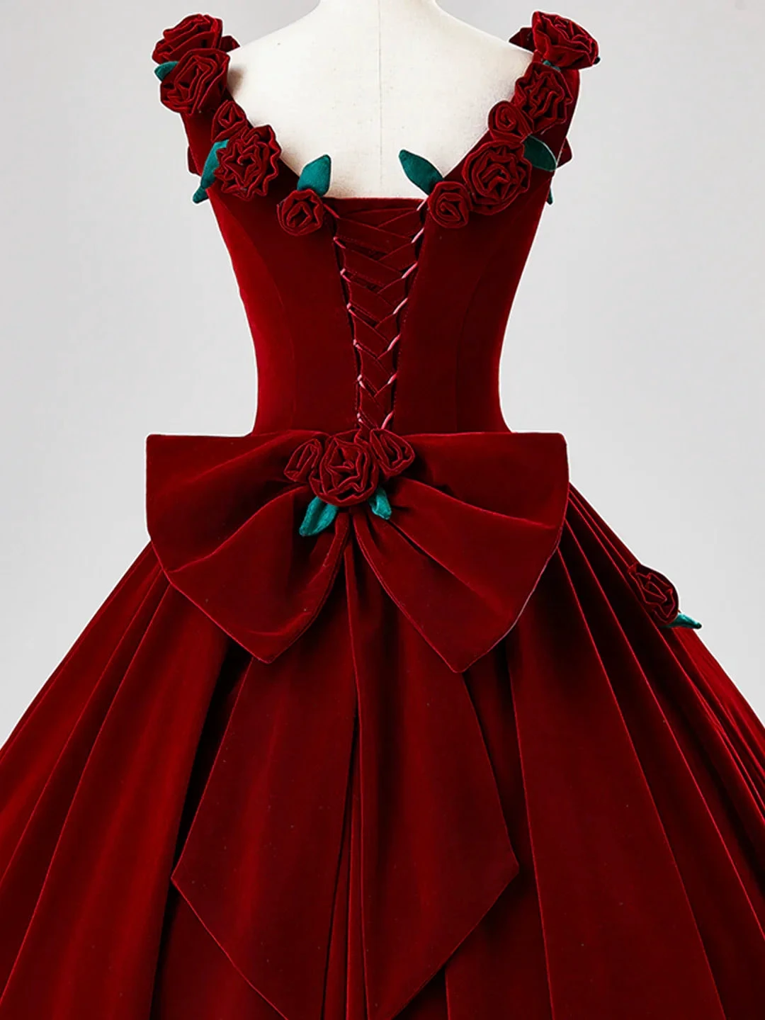 Beautiful Burgundy Velvet Quinceanera Dress Birthday Ball Gown With Rose Flowers Y7750 by simplepromdress