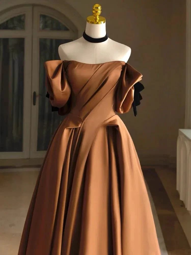 Satin Bridal Dress,Off Shoulder Wedding Dress, Vintage Wedding Dress Y4963 by simplepromdress