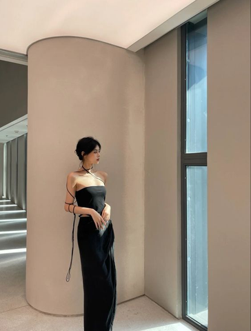 Schwarzes schlichtes Ballkleid Sexy Abendkleid Y1343