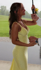 Mermaid Yellow Long Prom Dresses Backless Yellow Prom Dresses Formal Evening Dresses Y1562 by simplepromdress