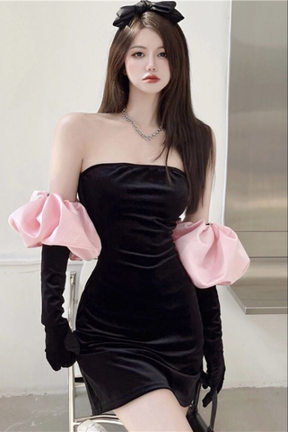 Sexy Black Strapless Homecoming Dress Black Party Dress Y2381