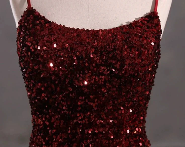 Slim Burgundy Shimmery Open Back Formal Prom Evening Dress Y4164 by simplepromdress