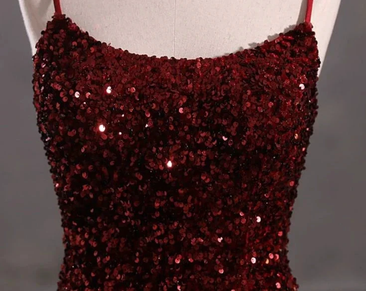 Slim Burgundy Shimmery Open Back Formal Prom Evening Dress Y4164 by simplepromdress
