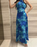 Unique Blue Halter Chiffon Long Prom Evening Dress Y8108 by simplepromdress