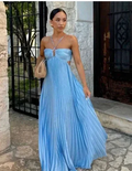 Sexy Blue Halter Spaghetti Strap A-line Long Prom Dress Backless Evening Dress Y8090 by simplepromdress