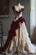 Gorgeous Chiffon Flowers Multi Layered Evening Dress One Shoulder Quinceanera Dress Ball Gown Y8028 by simplepromdress