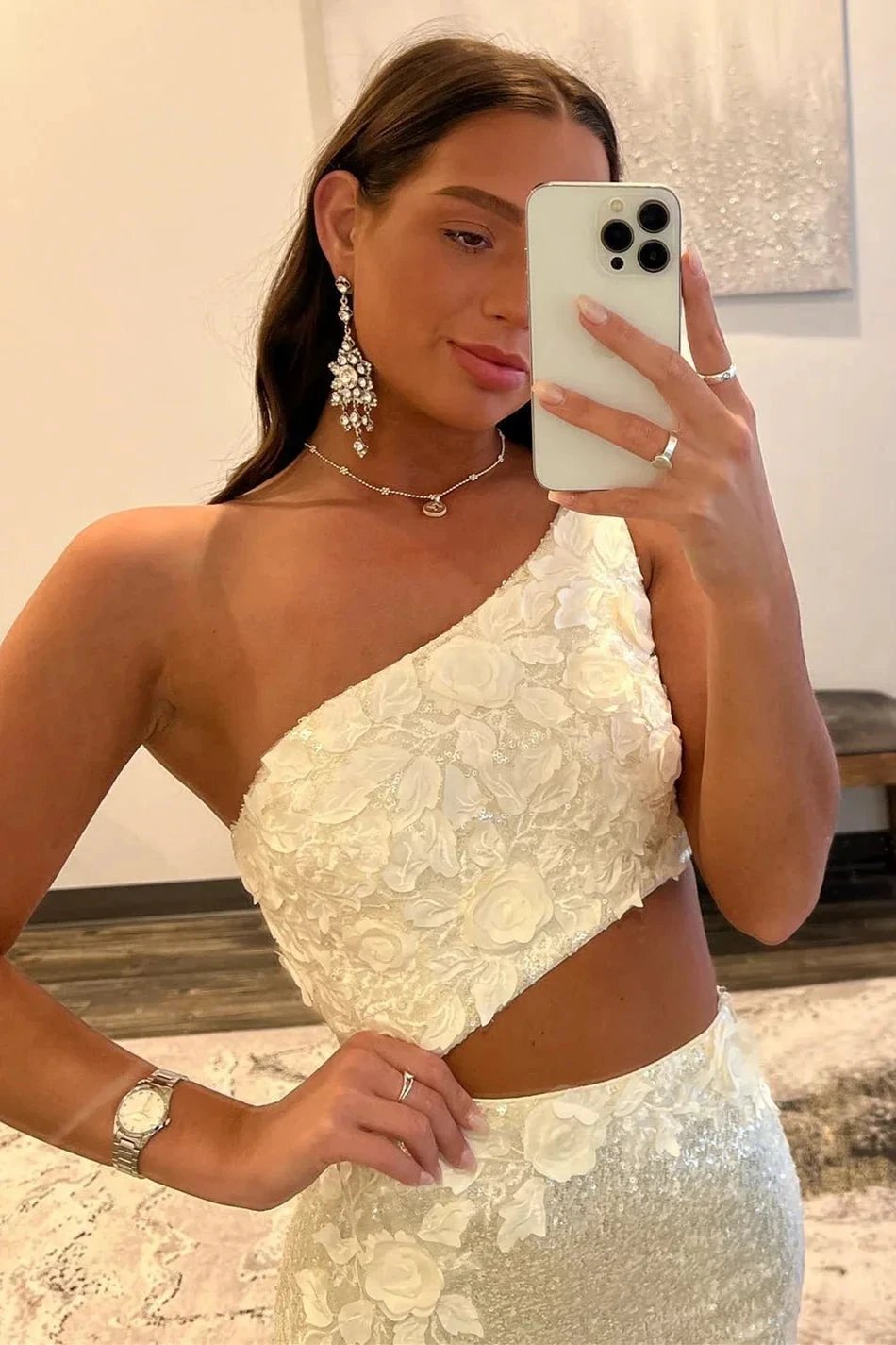 Gracelyn |Sheath One Shoulder Sequins Prom Dress with 3D Appliques by KissProm