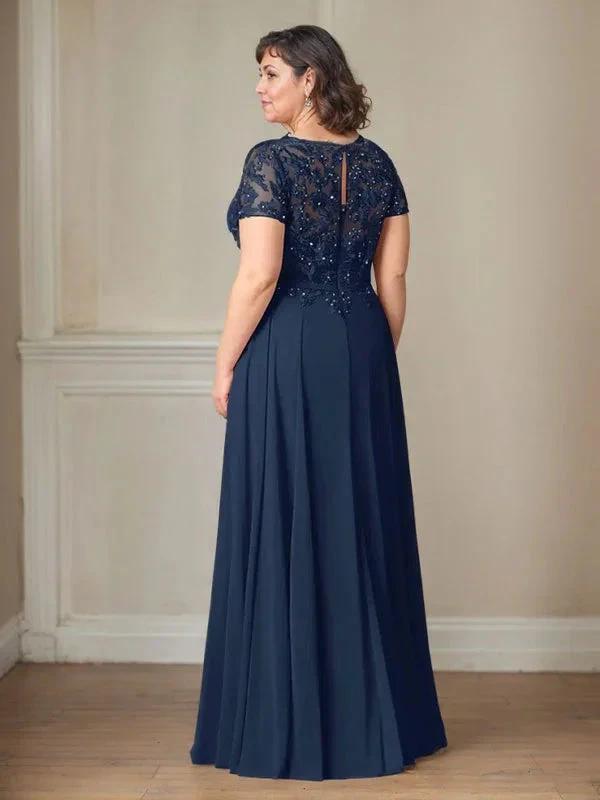 Dark Navy A-Line Boatneck Sequins Chiffon Dress by Dreamylily