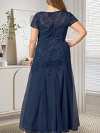 Dark Navy Mermaid Scoop Sequins Tulle Dress by Dreamylily