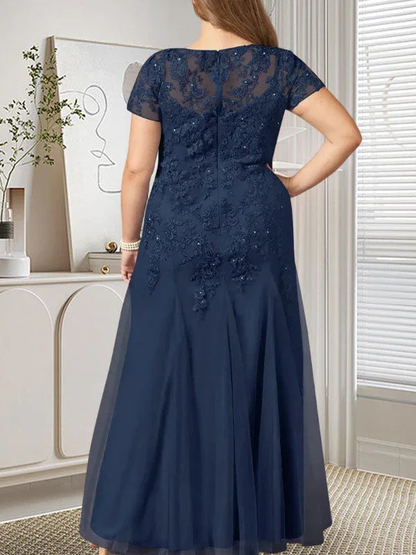 Dark Navy Mermaid Scoop Sequins Tulle Dress by Dreamylily