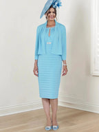 Sheath/Column Scoop Tea-Length Mother of the Bride Dresses by Dreamylily