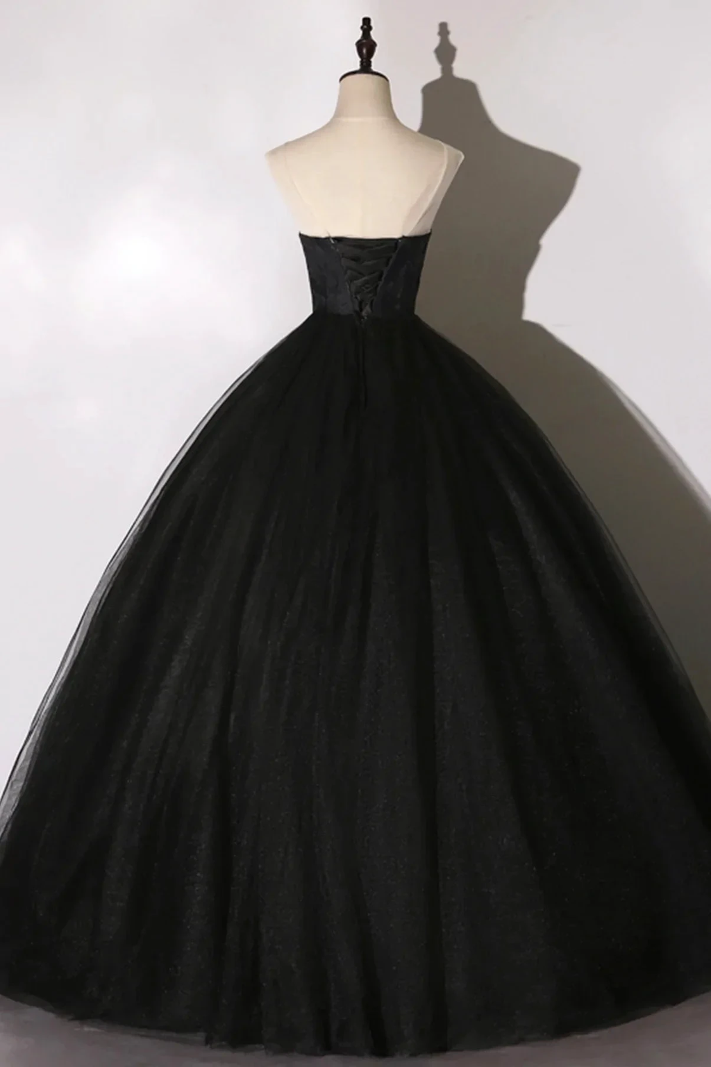 Black lace long ball gown dress A line formal dress Y1295 by simplepromdress