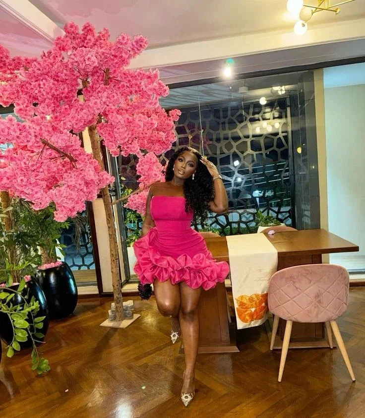 Unique Strapless Hot Pink Pleated Homecoming Dress Short Birthday Dress Y7853 by simplepromdress