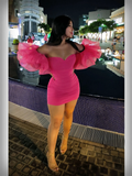 Birthday Pink Frill Off Shoulder Sexy Dress Trendy Short Homecoming Dress Y5419 by simplepromdress