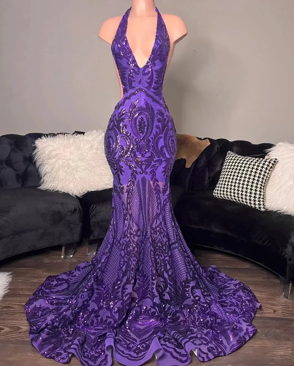 purple prom dresses, mermaid prom dresses, custom make evening dresses, fashion prom dresses, halter prom dresses, sparkly formal dresses Y1455 by simplepromdress
