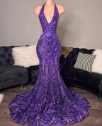 purple prom dresses, mermaid prom dresses, custom make evening dresses, fashion prom dresses, halter prom dresses, sparkly formal dresses Y1455 by simplepromdress