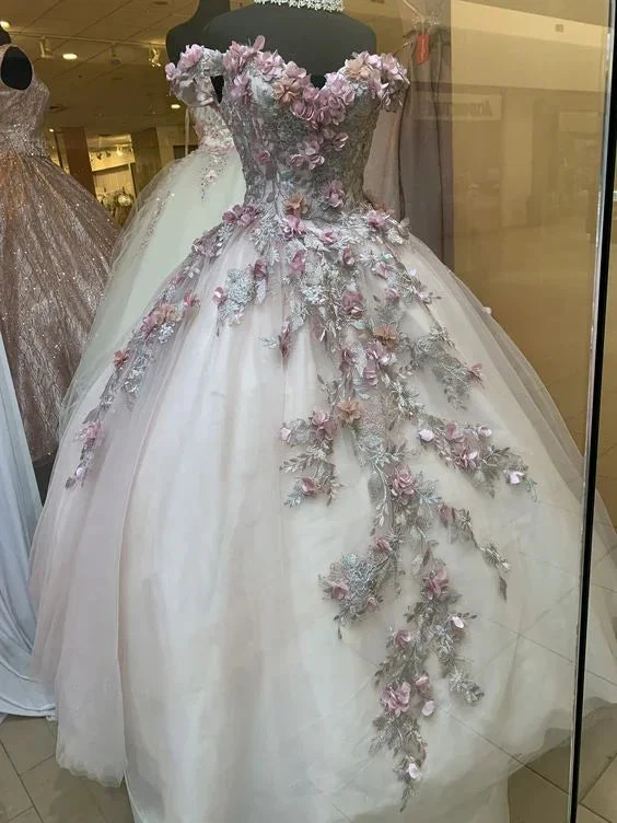 Floral Off The Shoulder Ball Gown Quinceanera Dress Sweet 15 Dress Y5978 by simplepromdress
