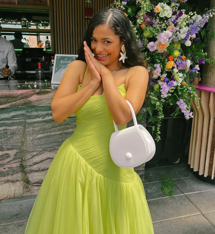 Vintage Green Tulle Muslim Evening Dress Women A Line  Pleated Formal Prom Dress Party Gowns Y4880