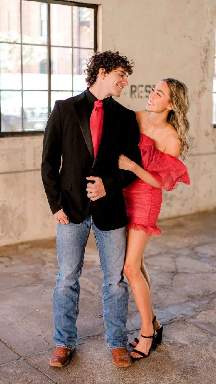 Red Ruffled Necklines Homecoming Dress Formal Dress Y5413 by simplepromdress