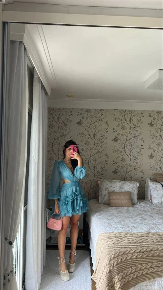 Sexy Long Sleeves Homecoming Dress A-line Cocktail Dress Y6981 by simplepromdress