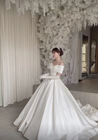 Vintage Style Elegant Satin Wedding Dress with Train Y4494 by simplepromdress