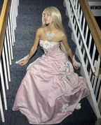 Charming Pink Strapless Long Satin Prom Dresss Formal Evening Dress Ball Gown Y8192 by simplepromdress