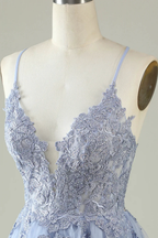 A Line Spaghetti Straps Light Purple Short Homecoming Dress with Appliques Y2671 by simplepromdress