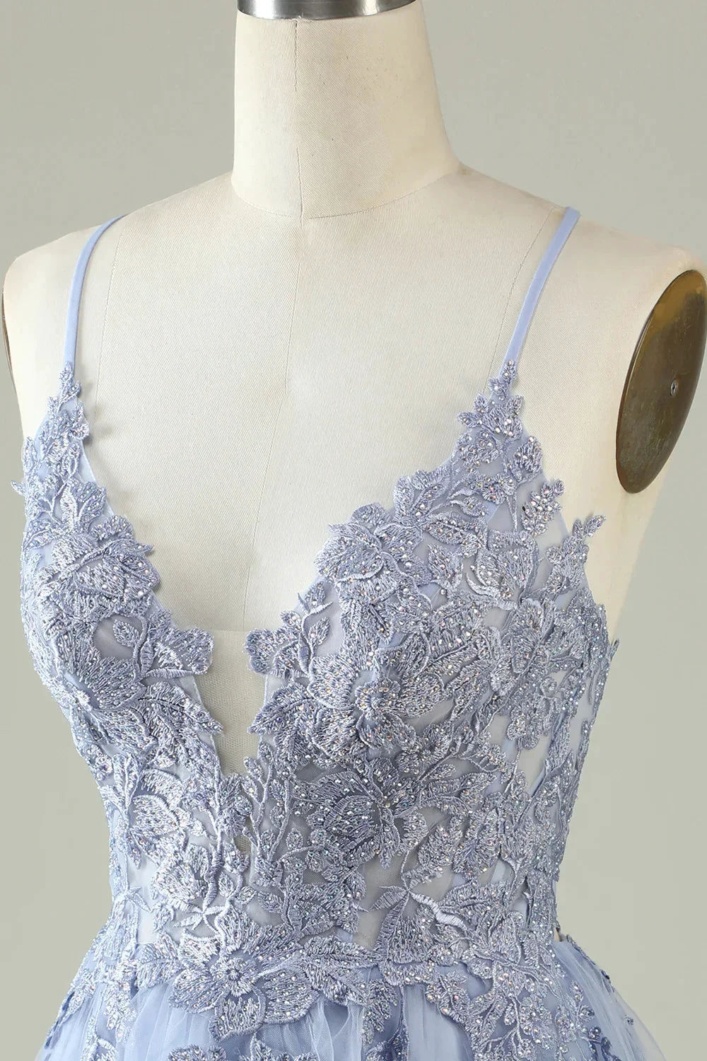 A Line Spaghetti Straps Light Purple Short Homecoming Dress with Appliques Y2671 by simplepromdress