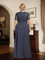A-line Scoop Floor-Length Lace Chiffon Mother of the Bride Dress With Sequins by Dreamylily