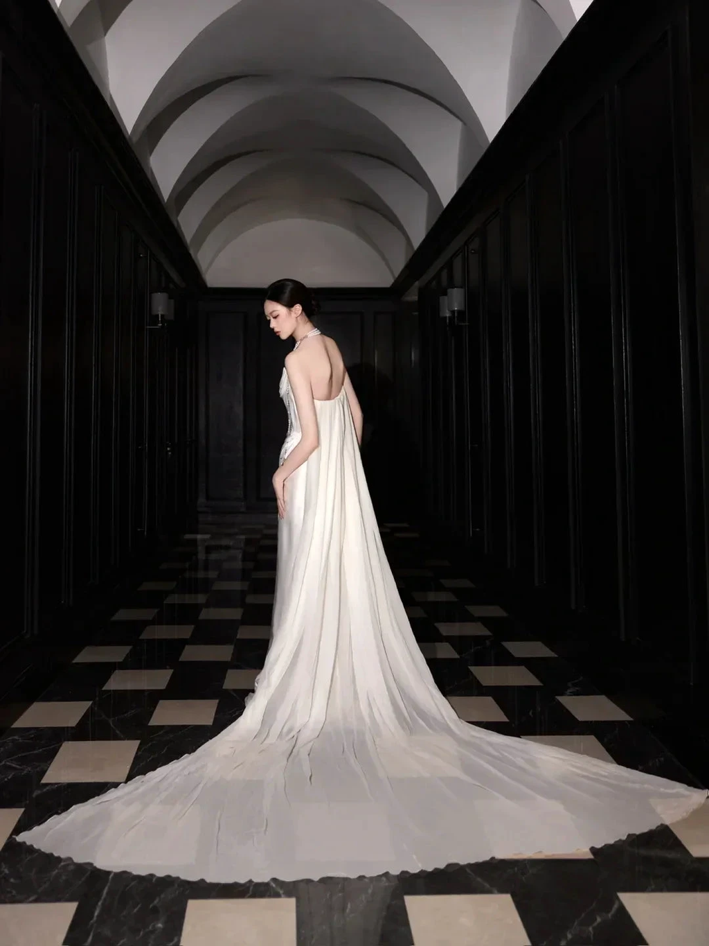 Classy White Satin Chiffon Mermaid Prom Dress,Strapless Long Wedding Dress Y8591 by simplepromdress