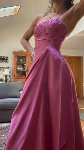 Wunderschönes rosa A-Linie Perlenbesetztes Ballkleid Langes Abendkleid Y7532