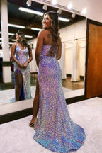 Sexy Sleeveless Slit Front Spaghetti Straps Prom Dress by BIZTUNNEL