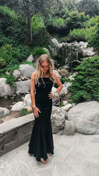 Black Mermaid Spaghetti Straps Long Prom Dress Charming Evening Dress Y424 by simplepromdress